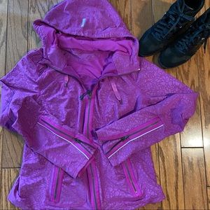 Zella active jacket zip front + hood - purple - L